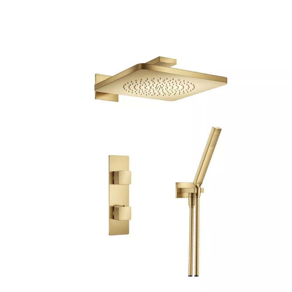 Satin Brass PVD Two Output Shower Set With Shower Head And Hand Held material