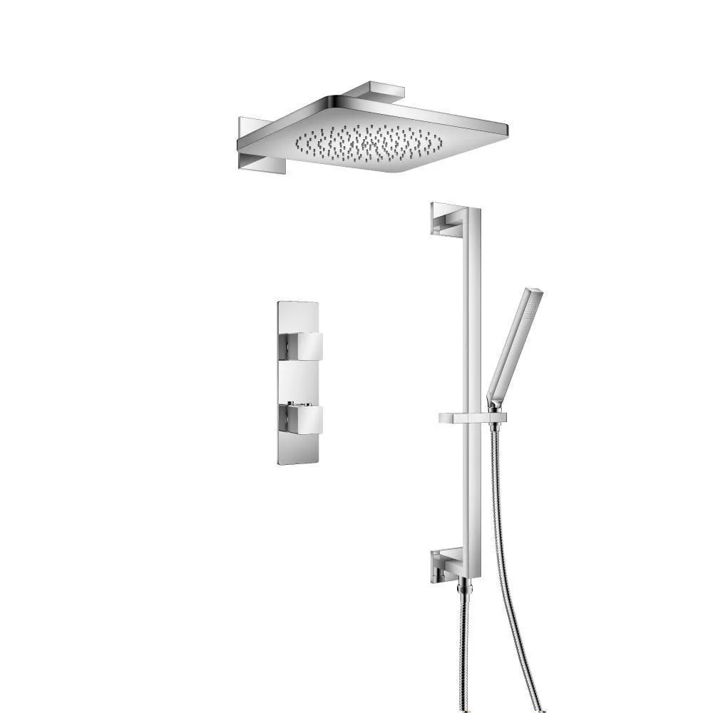 Chrome Two Output Shower Set With Shower Head, Hand Held And Slide Bar material