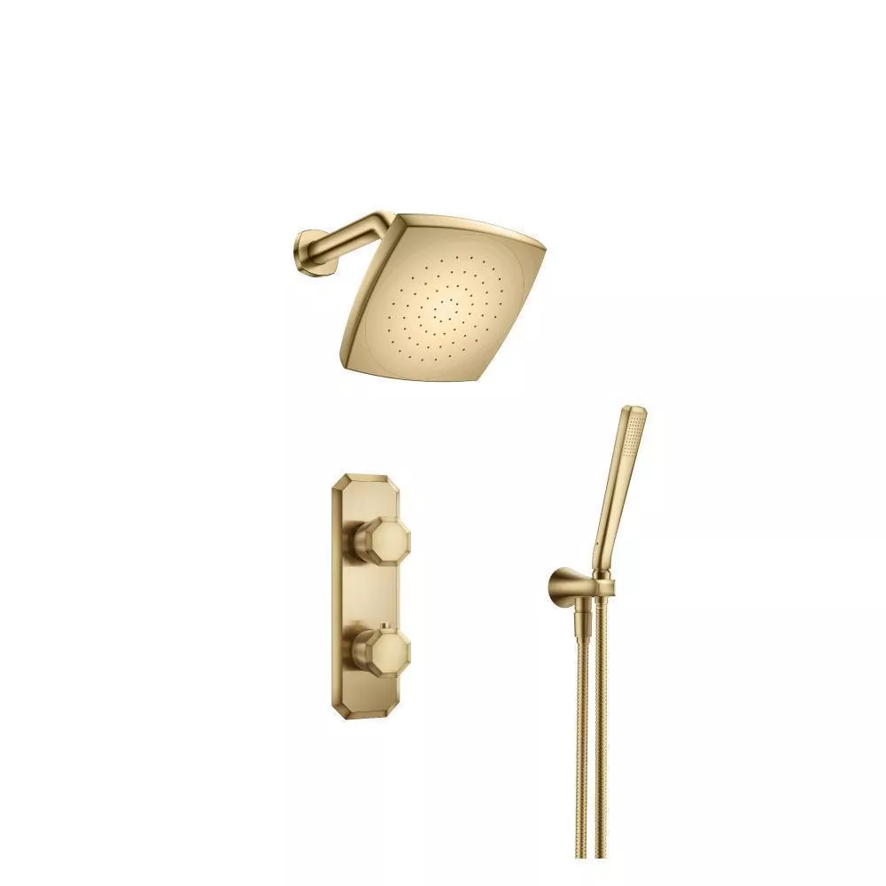 Satin Brass PVD Two Output Shower Set With Shower Head And Hand Held material