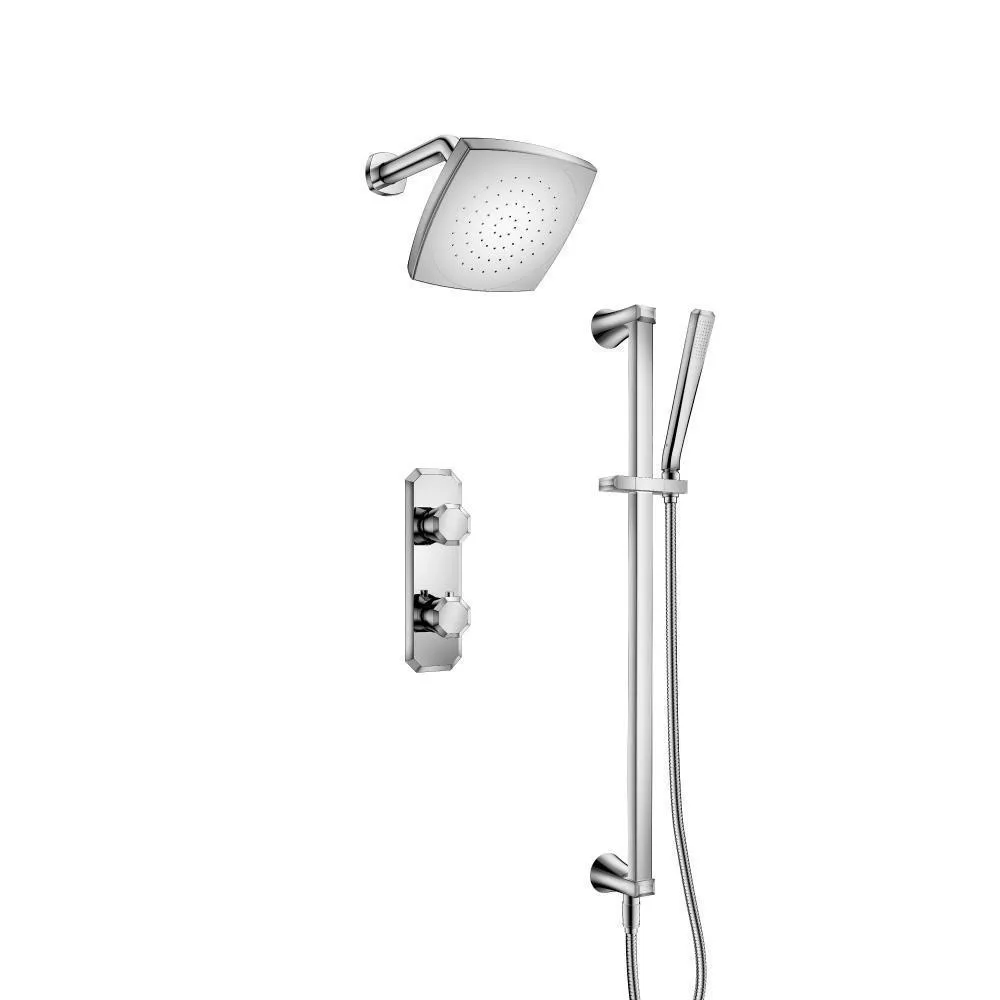 Chrome Two Output Shower Set With Shower Head, Hand Held And Slide Bar material