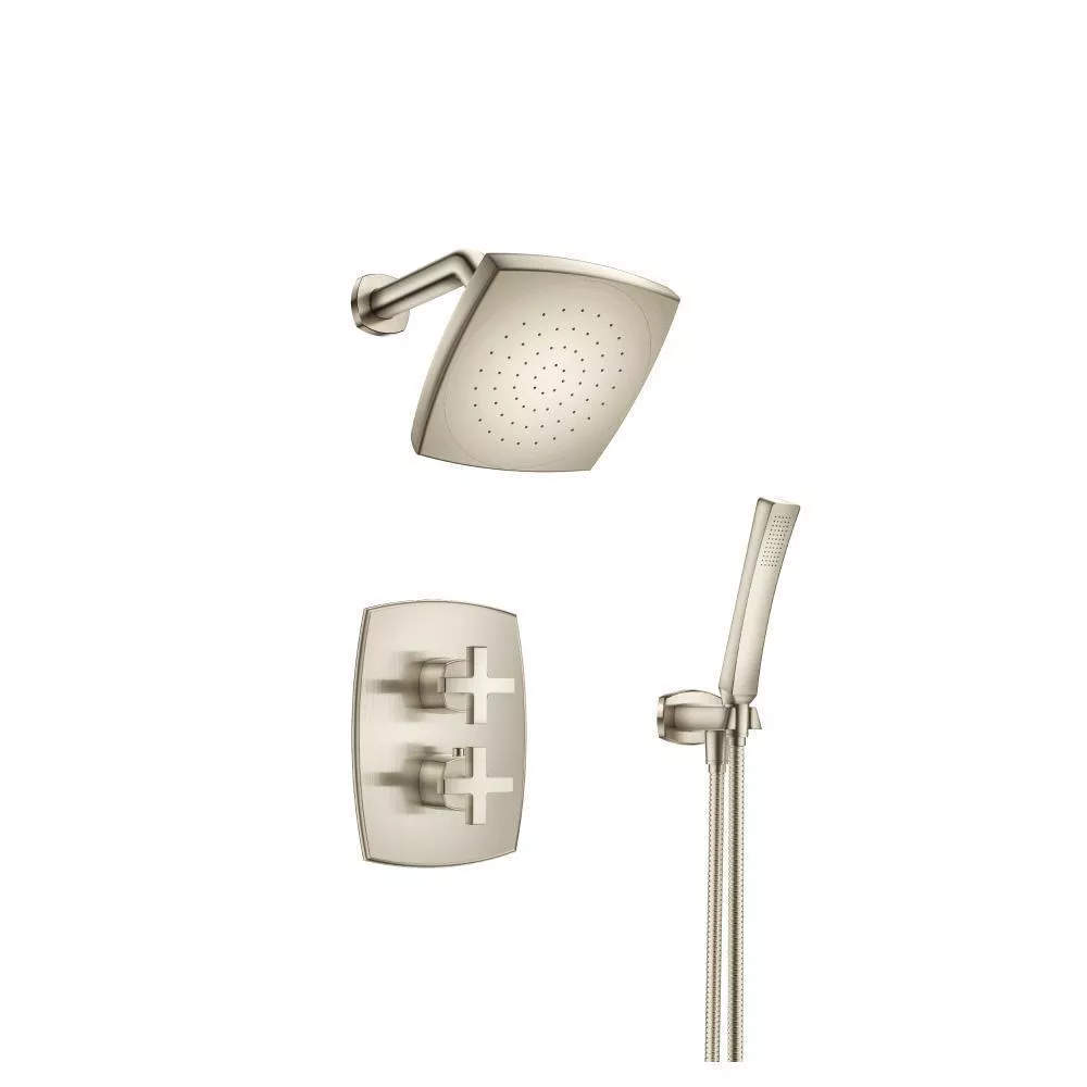 Brushed Nickel PVD Two Output Shower Set With Shower Head And Hand Held material