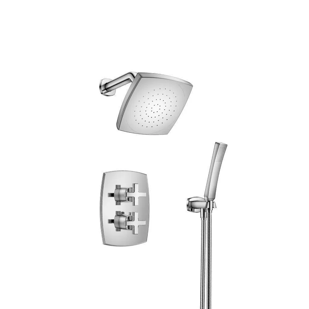 Chrome Two Output Shower Set With Shower Head And Hand Held material