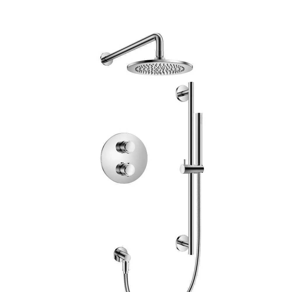 Chrome Two Output Shower Set With Shower Head, Hand Held And Slide Bar material