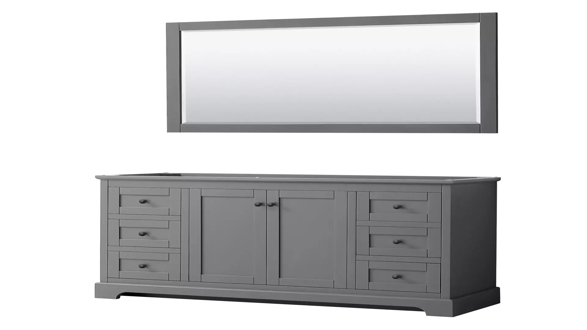 Avery 60 Inch Single Bathroom Vanity in Dark Gray, No Countertop, No Sink, Matte Black Trim, 58 Inch Mirror material