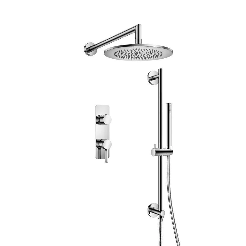 Chrome Two Output Shower Set With Shower Head, Hand Held And Slide Bar material