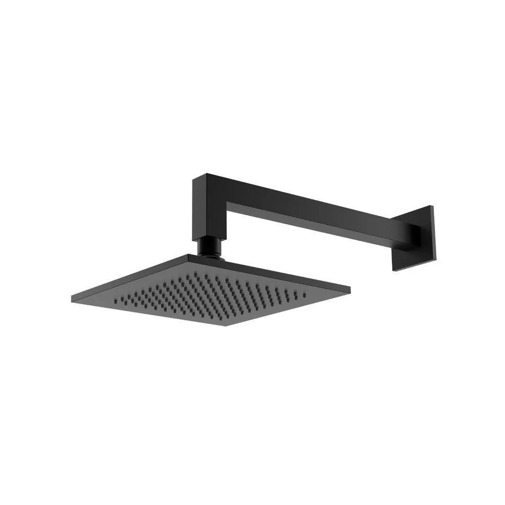 Gloss Black 8" Solid Brass Showerhead / Rainhead With 12" Wall Mount Shower Arm material