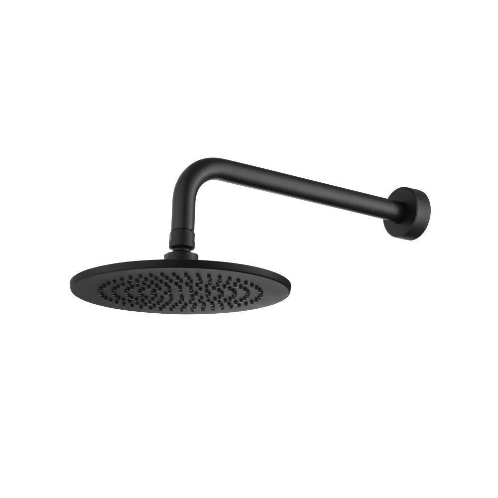 Matte Black 8" Solid Brass Showerhead / Rainhead With 12" Wall Mount Shower Arm material