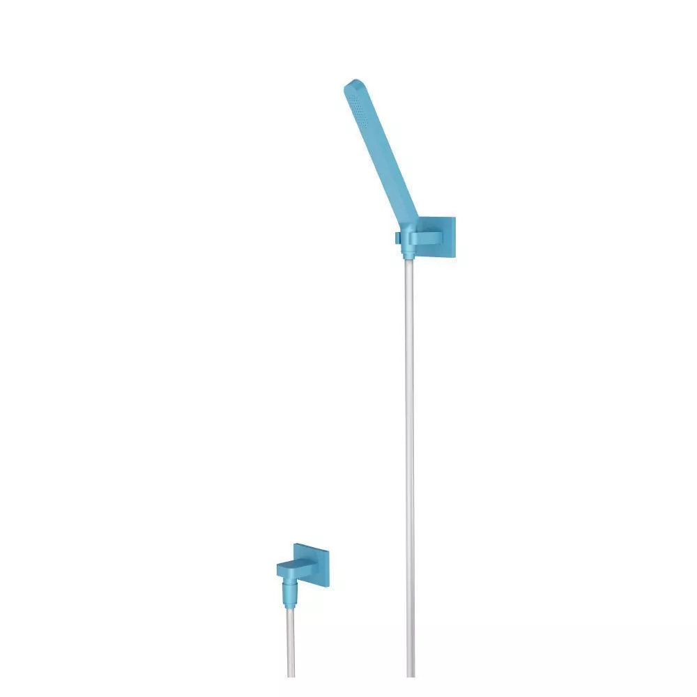 Sky Blue Hand Shower Set With Wall Elbow, Holder and Hose material