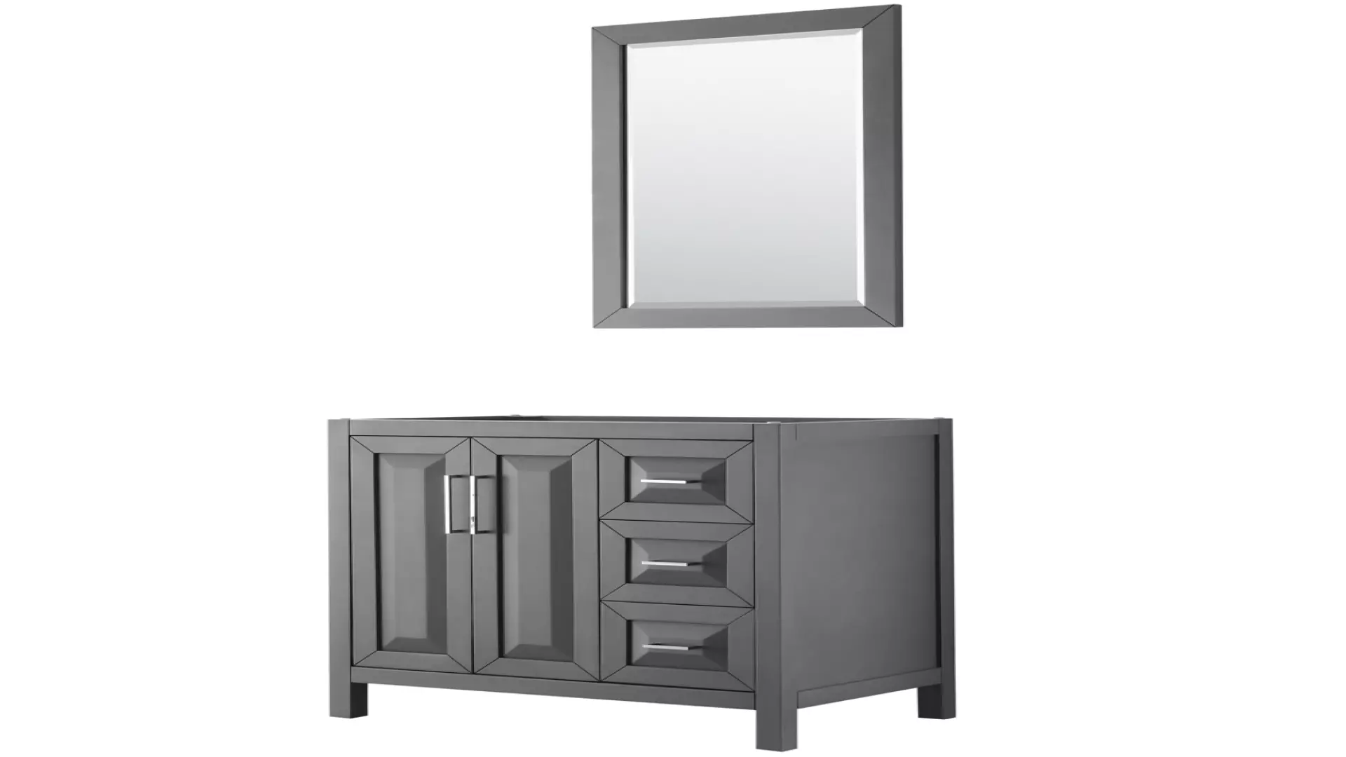 Daria 36 Inch Single Bathroom Vanity in Dark Gray, No Countertop, No Sink, and 24 Inch Mirror material