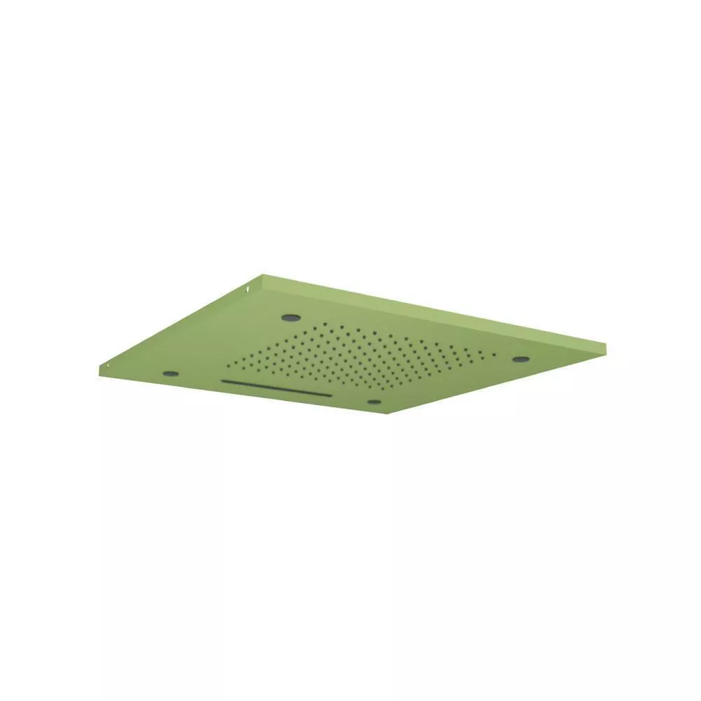 Green 20" Stainless Steel Flush Mount Rainhead With Cascade Waterfall & Mist Flow material