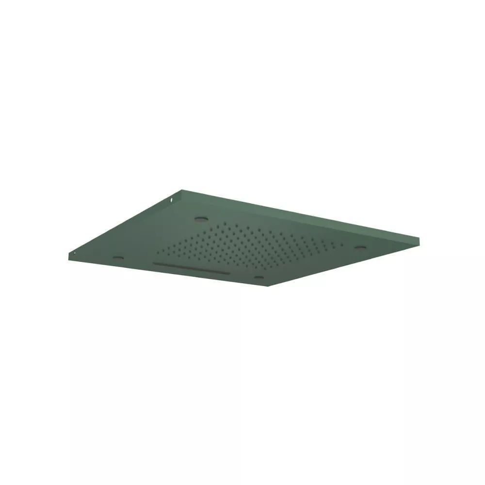 Leaf Green 20" Stainless Steel Flush Mount Rainhead With Cascade Waterfall & Mist Flow material
