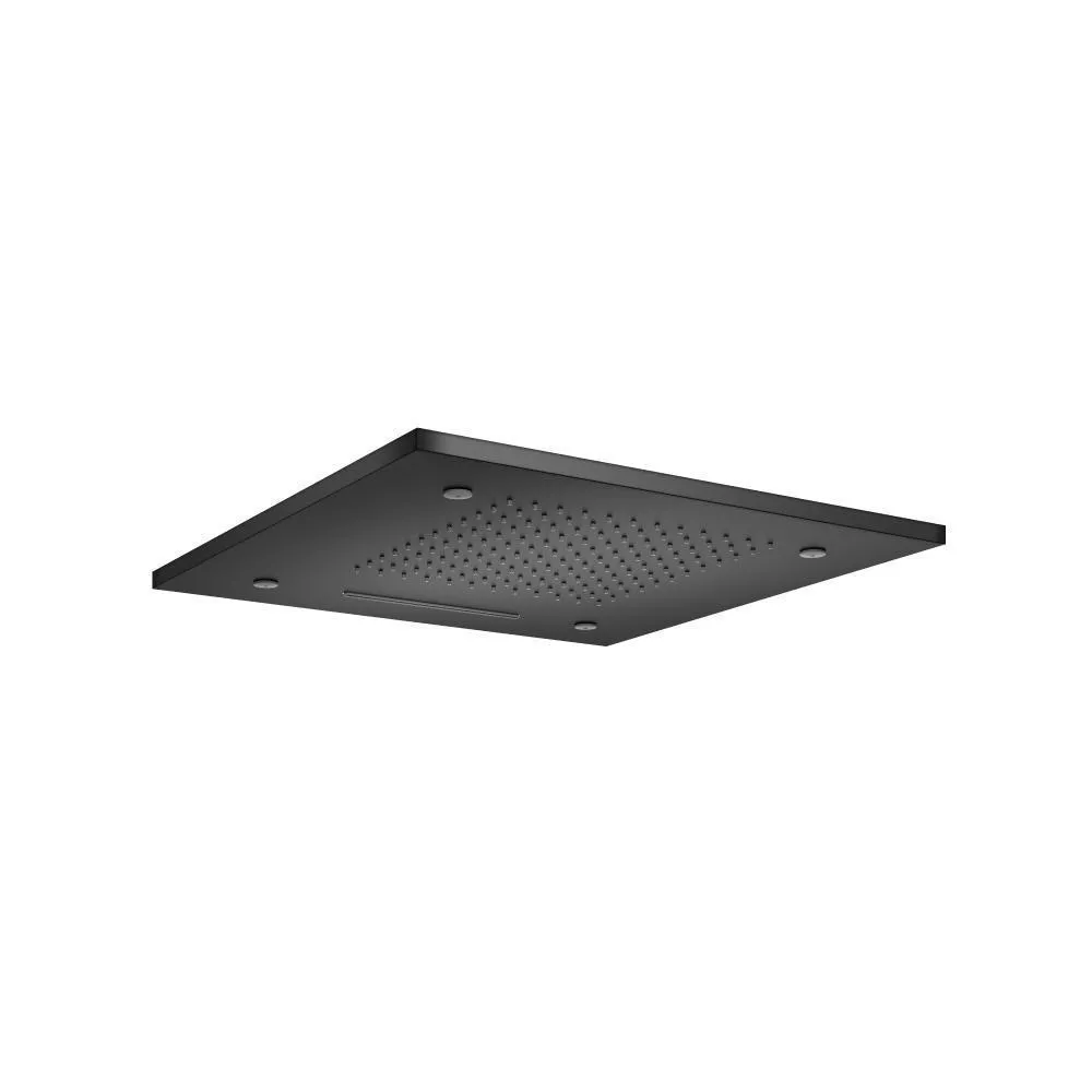 Matte Black 20" Stainless Steel Flush Mount Rainhead With Cascade Waterfall & Mist Flow material