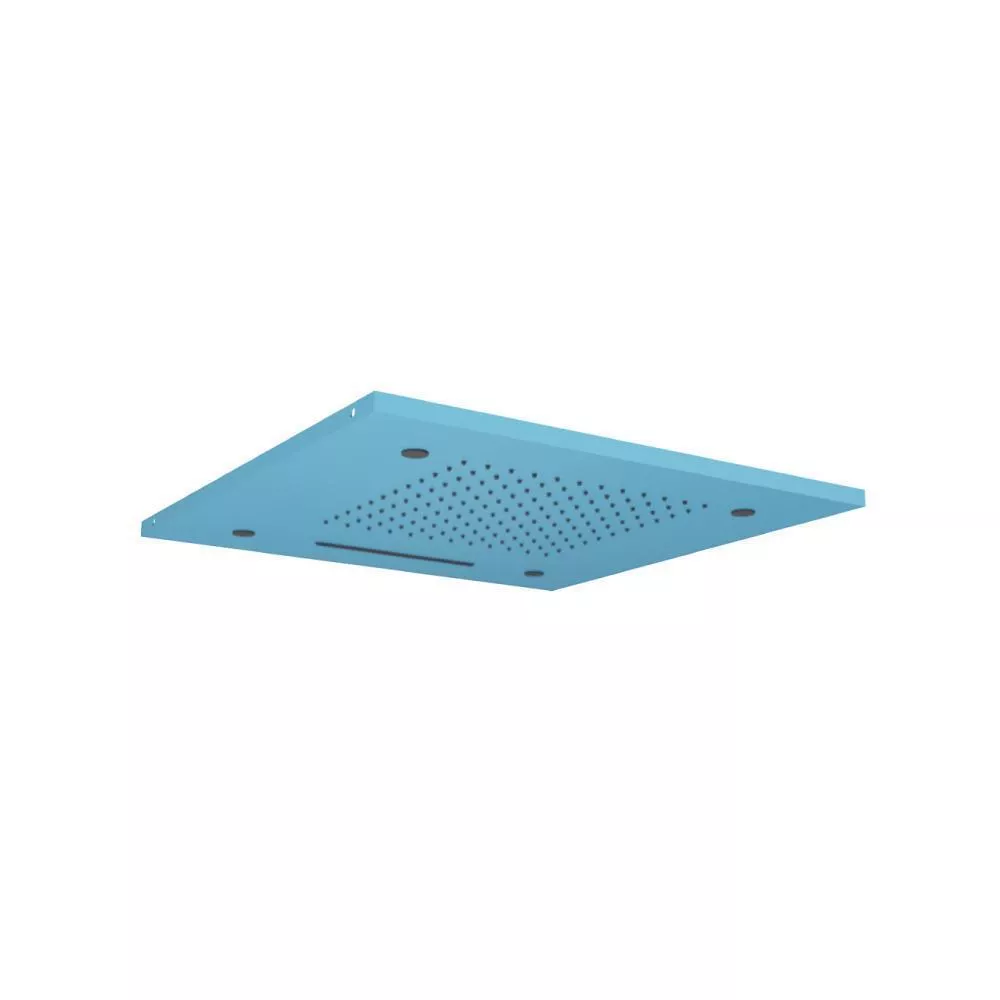 Sky Blue 20" Stainless Steel Flush Mount Rainhead With Cascade Waterfall & Mist Flow material