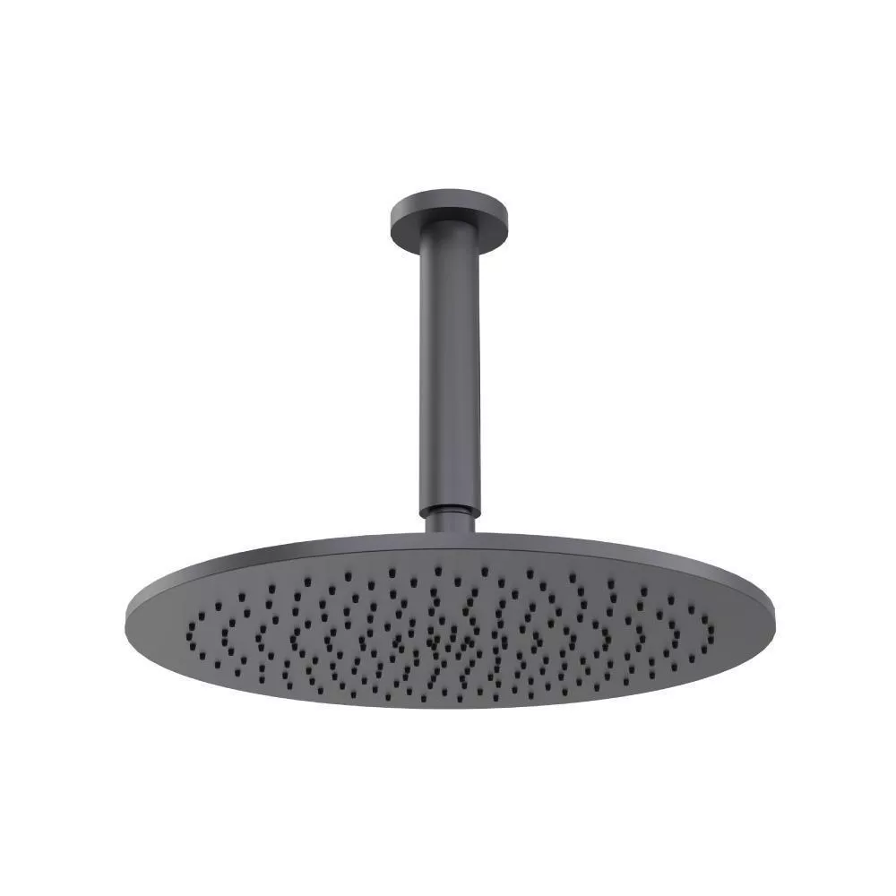 Dark Grey 12" Rain Head with 6" Ceiling Mount Arm material