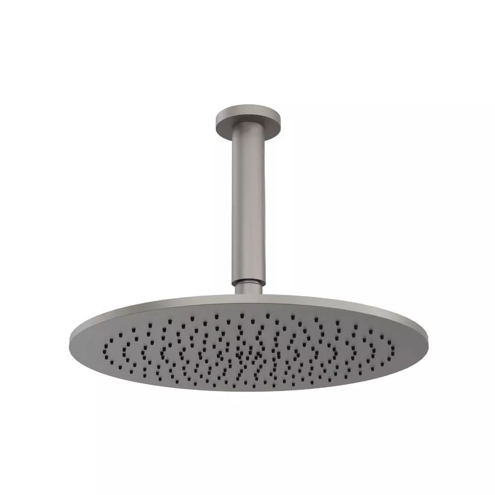 Steel Grey 12" Rain Head with 6" Ceiling Mount Arm material