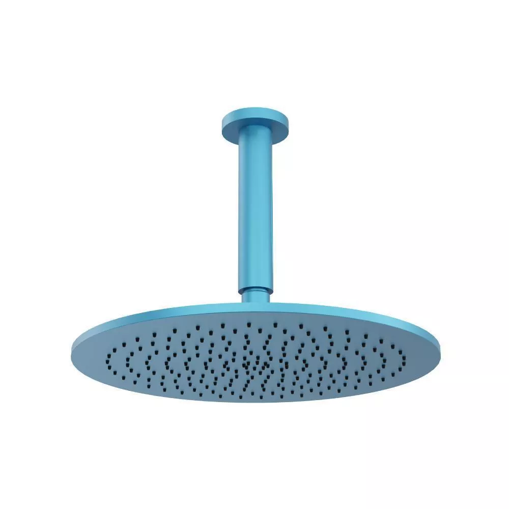 Sky Blue 12" Rain Head with 6" Ceiling Mount Arm material