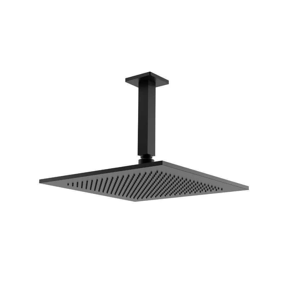 Gloss Black 12" Rain Head with 6" Ceiling Mount Arm material