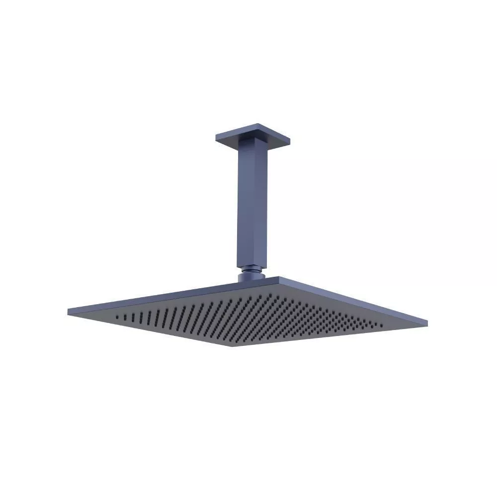 Navy Blue 12" Rain Head with 6" Ceiling Mount Arm material