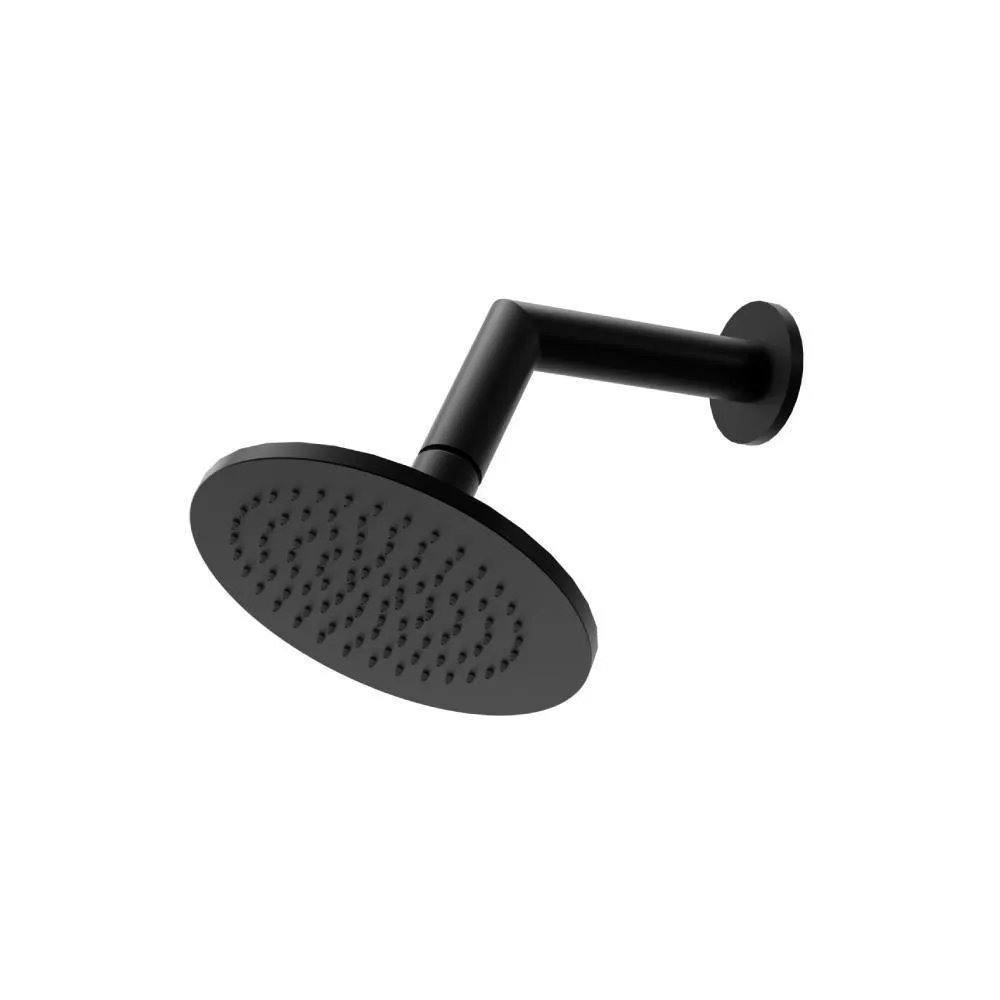 Gloss Black 6" Rain Head with 7" Arm material