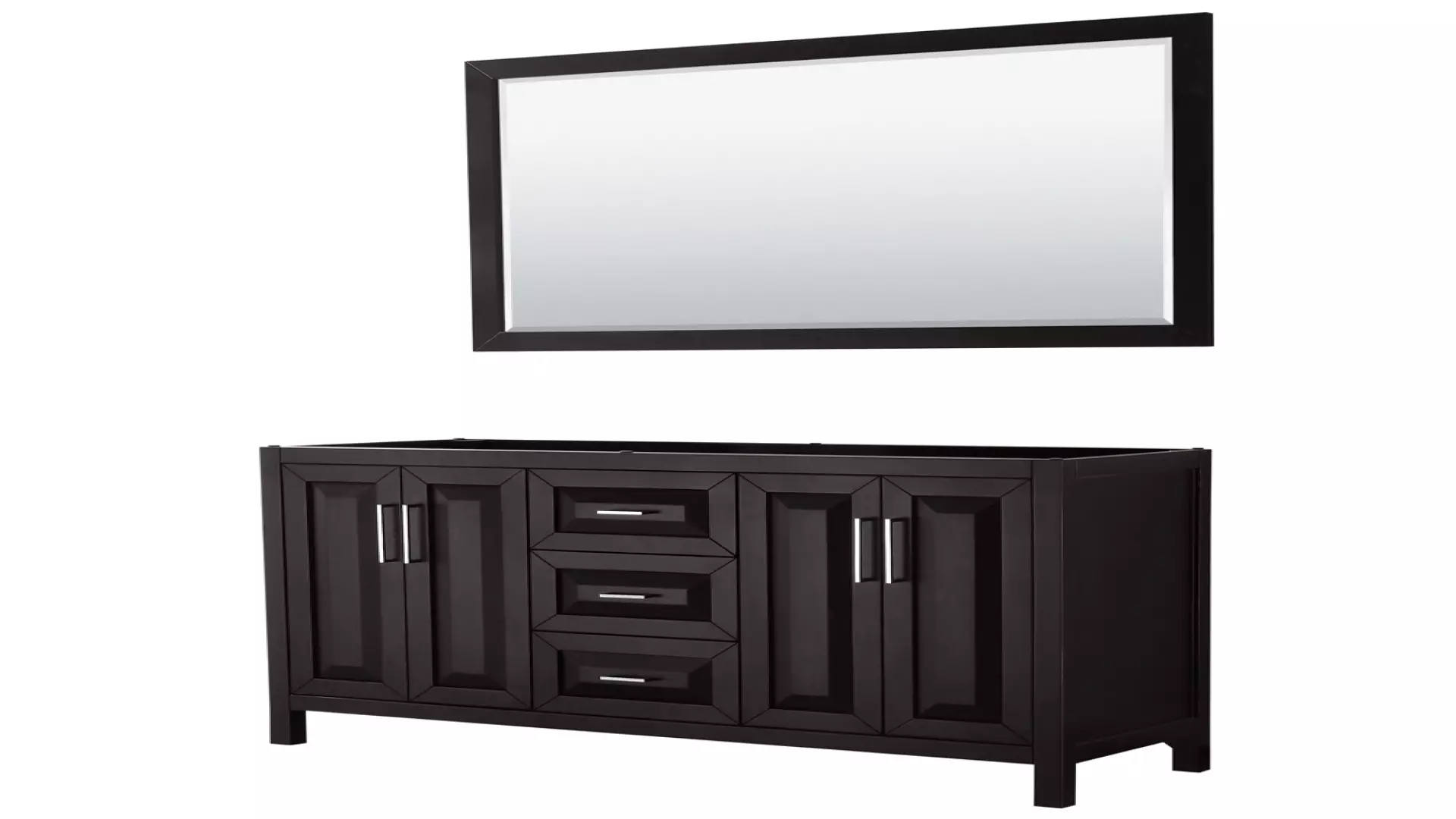 Daria 60 Inch Double Bathroom Vanity in Dark Espresso, No Countertop, No Sink, and 58 Inch Mirror material