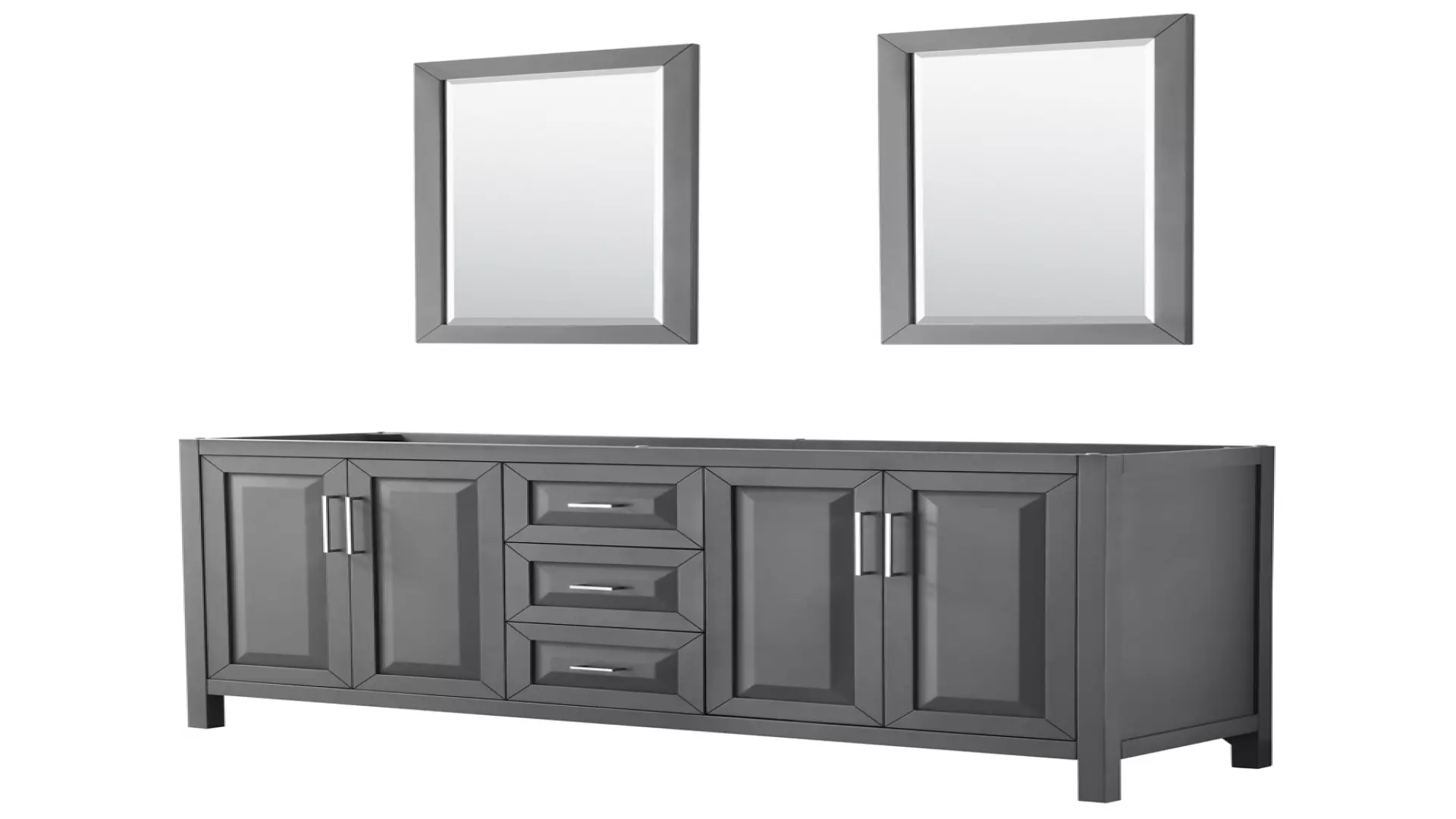 Daria 72 Inch Double Bathroom Vanity in Dark Gray, No Countertop, No Sink, and 24 Inch Mirrors material