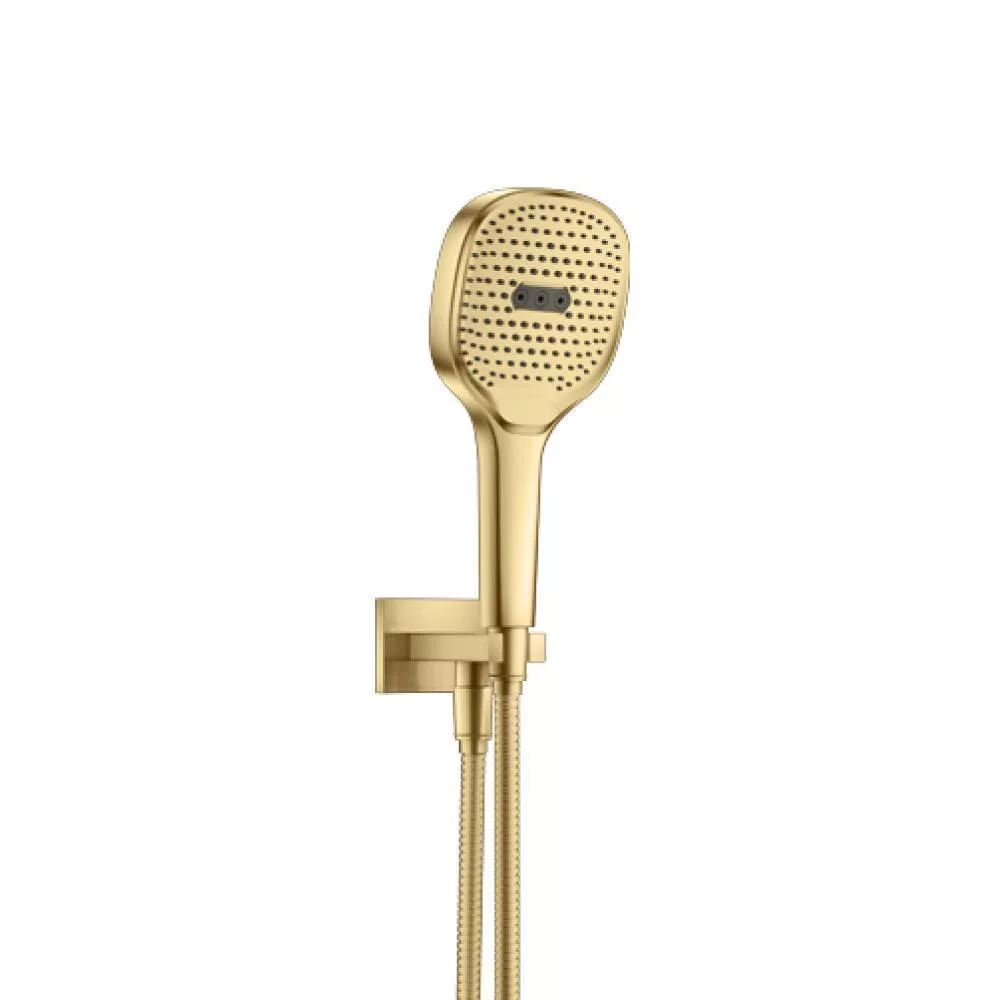 Satin Brass PVD Hand Shower Set with Holder and Elbow Combo material