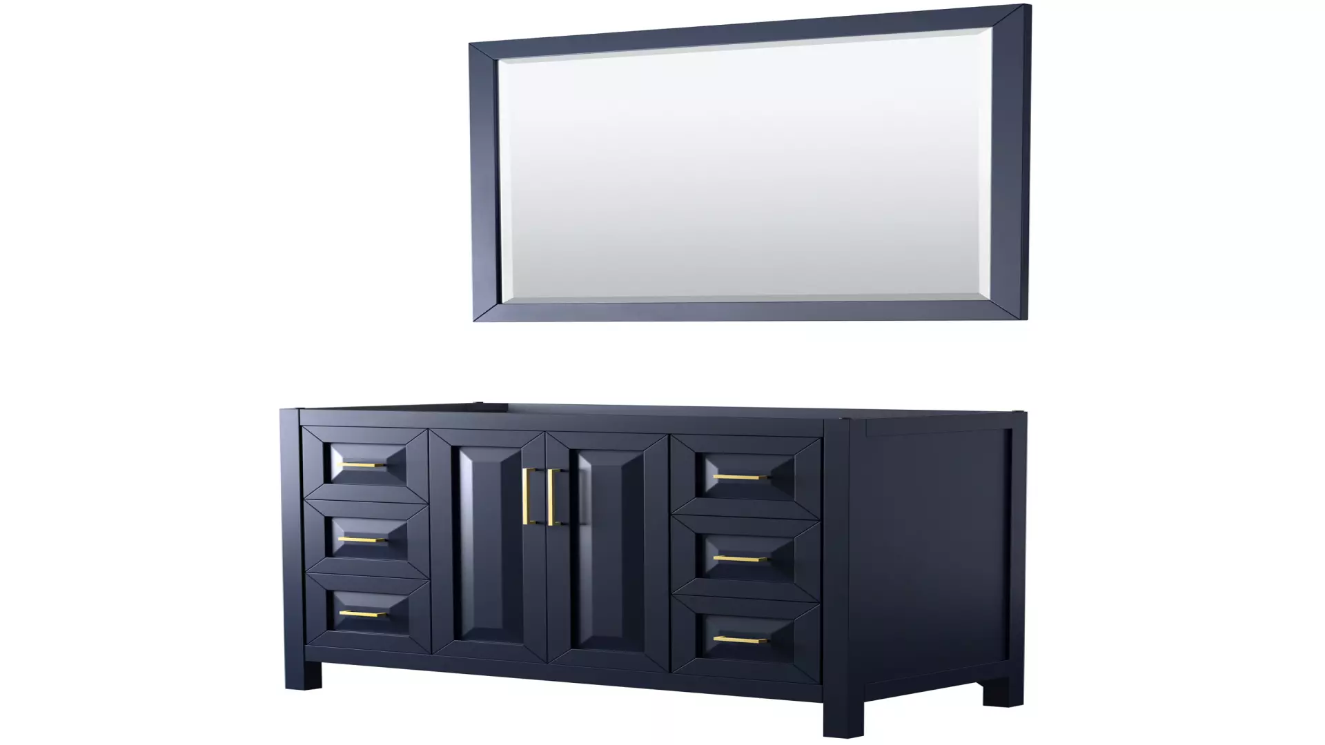 Daria 48 Inch Single Bathroom Vanity in Dark Blue, No Countertop, No Sink, 46 Inch Mirror material
