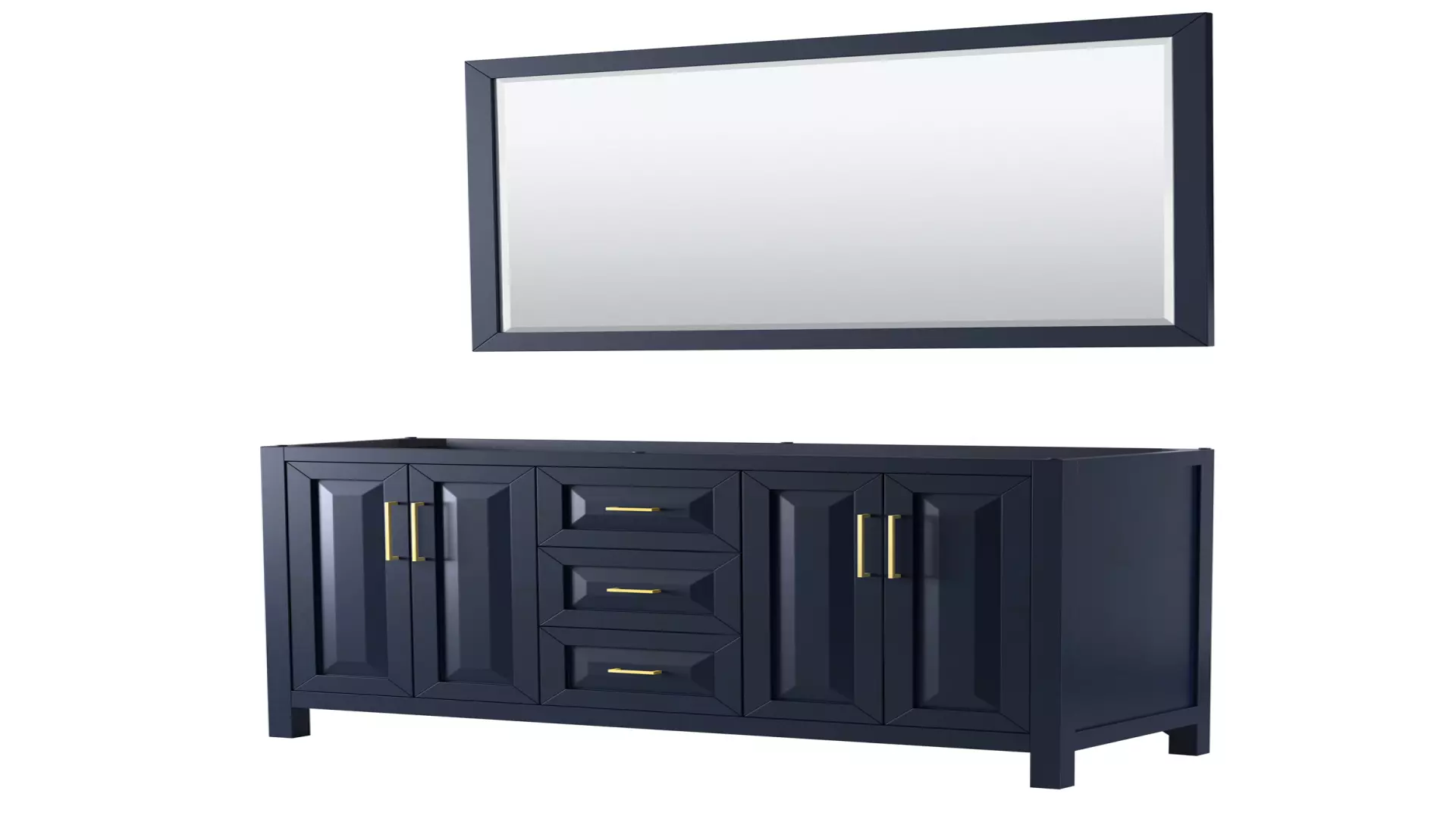 Daria 60 Inch Double Bathroom Vanity in Dark Blue, No Countertop, No Sink, 58 Inch Mirror material