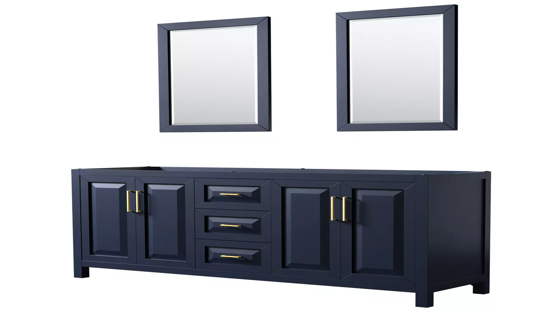 Daria 72 Inch Double Bathroom Vanity in Dark Blue, No Countertop, No Sink, 24 Inch Mirrors material
