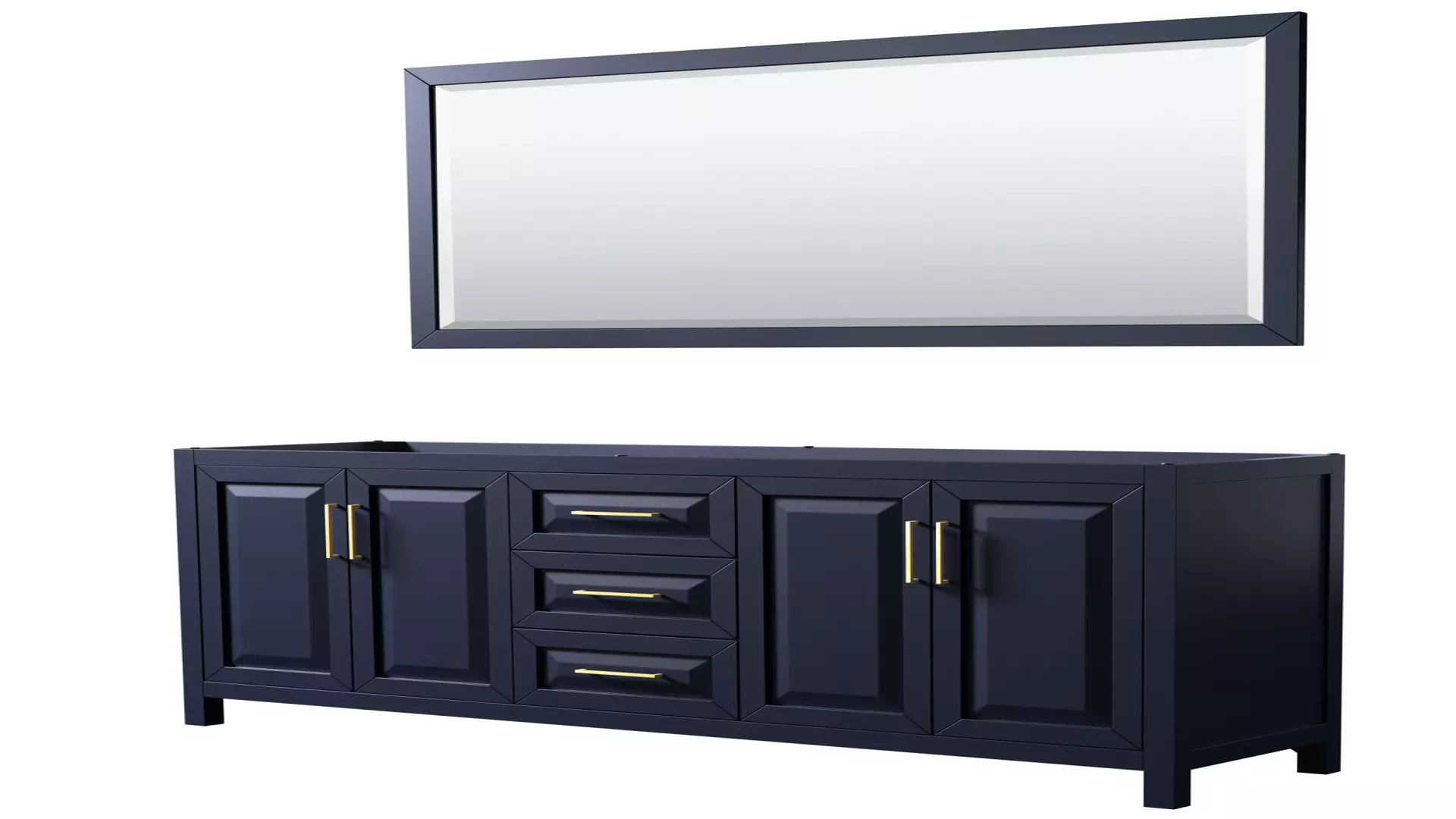 Daria 80 Inch Double Bathroom Vanity in Dark Blue, No Countertop, No Sink, 70 Inch Mirror material