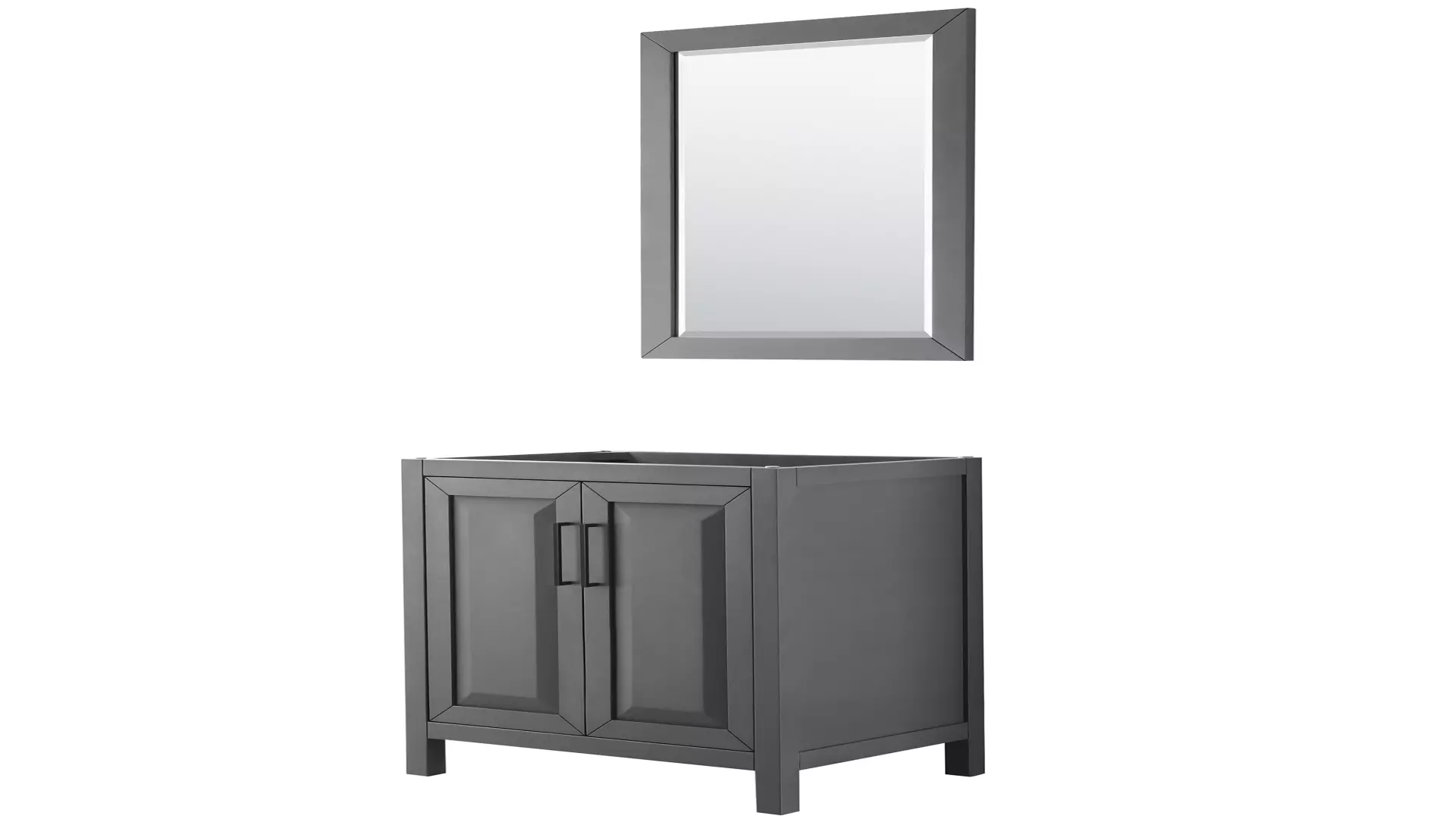 Daria 30 Inch Single Bathroom Vanity in Dark Gray, No Countertop, No Sink, Matte Black Trim, 24 Inch Mirror material