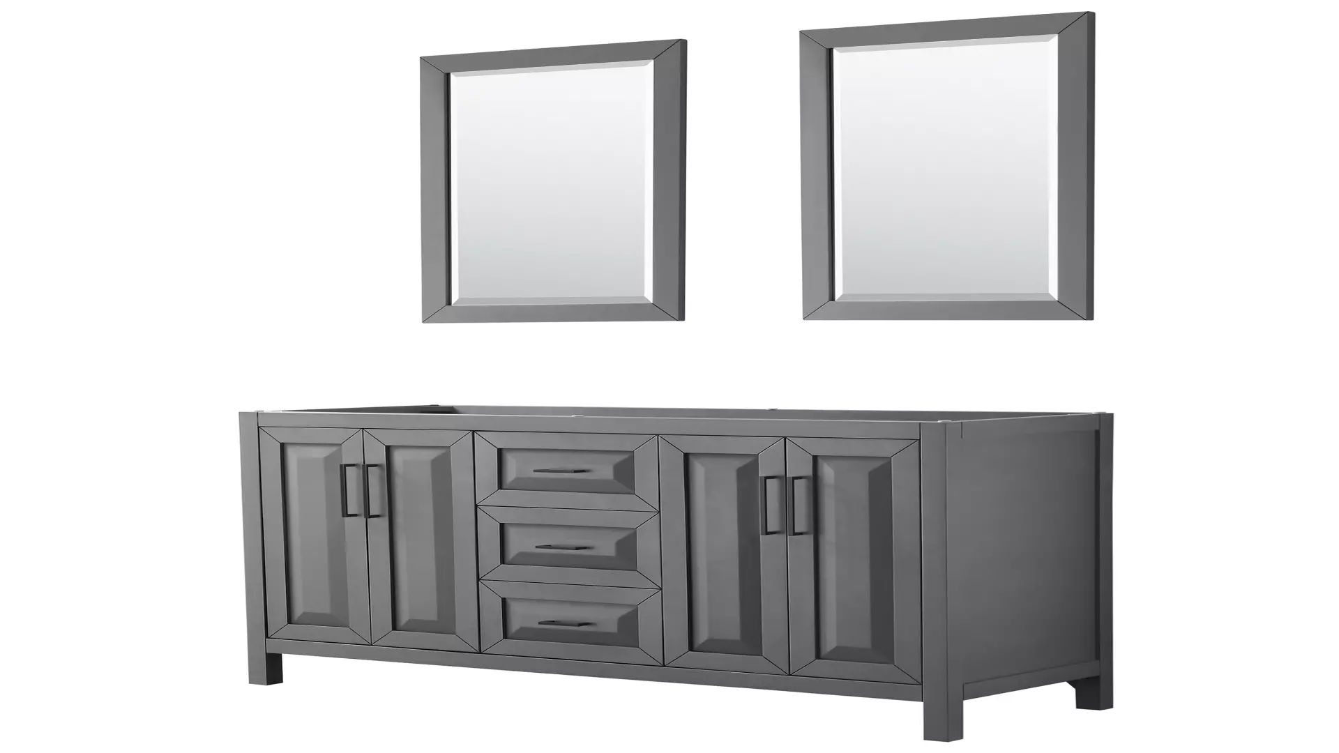 Daria 60 Inch Double Bathroom Vanity in Dark Gray, No Countertop, No Sink, Matte Black Trim, 24 Inch Mirrors material