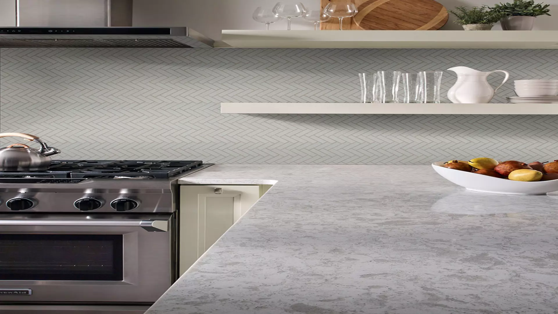 Gray Glossy Herringbone 6 mm Mosaic material