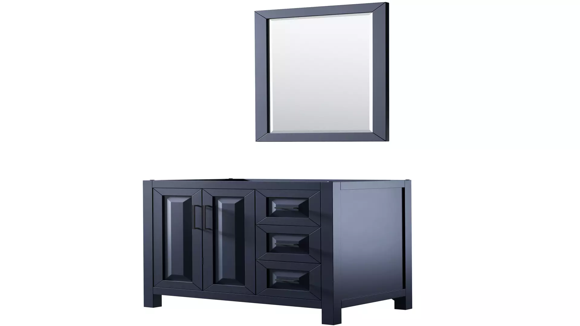Daria 36 Inch Single Bathroom Vanity in Dark Blue, No Countertop, No Sink, Matte Black Trim, 24 Inch Mirror material