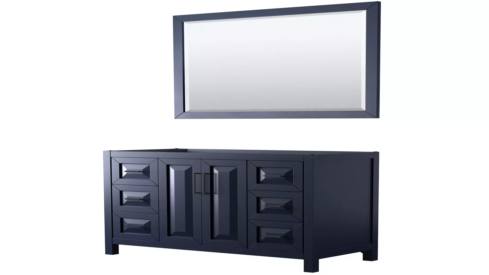 Daria 48 Inch Single Bathroom Vanity in Dark Blue, No Countertop, No Sink, Matte Black Trim, 46 Inch Mirror material