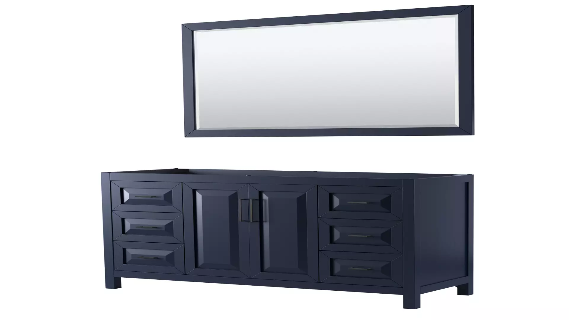 Daria 60 Inch Single Bathroom Vanity in Dark Blue, No Countertop, No Sink, Matte Black Trim, 58 Inch Mirror material