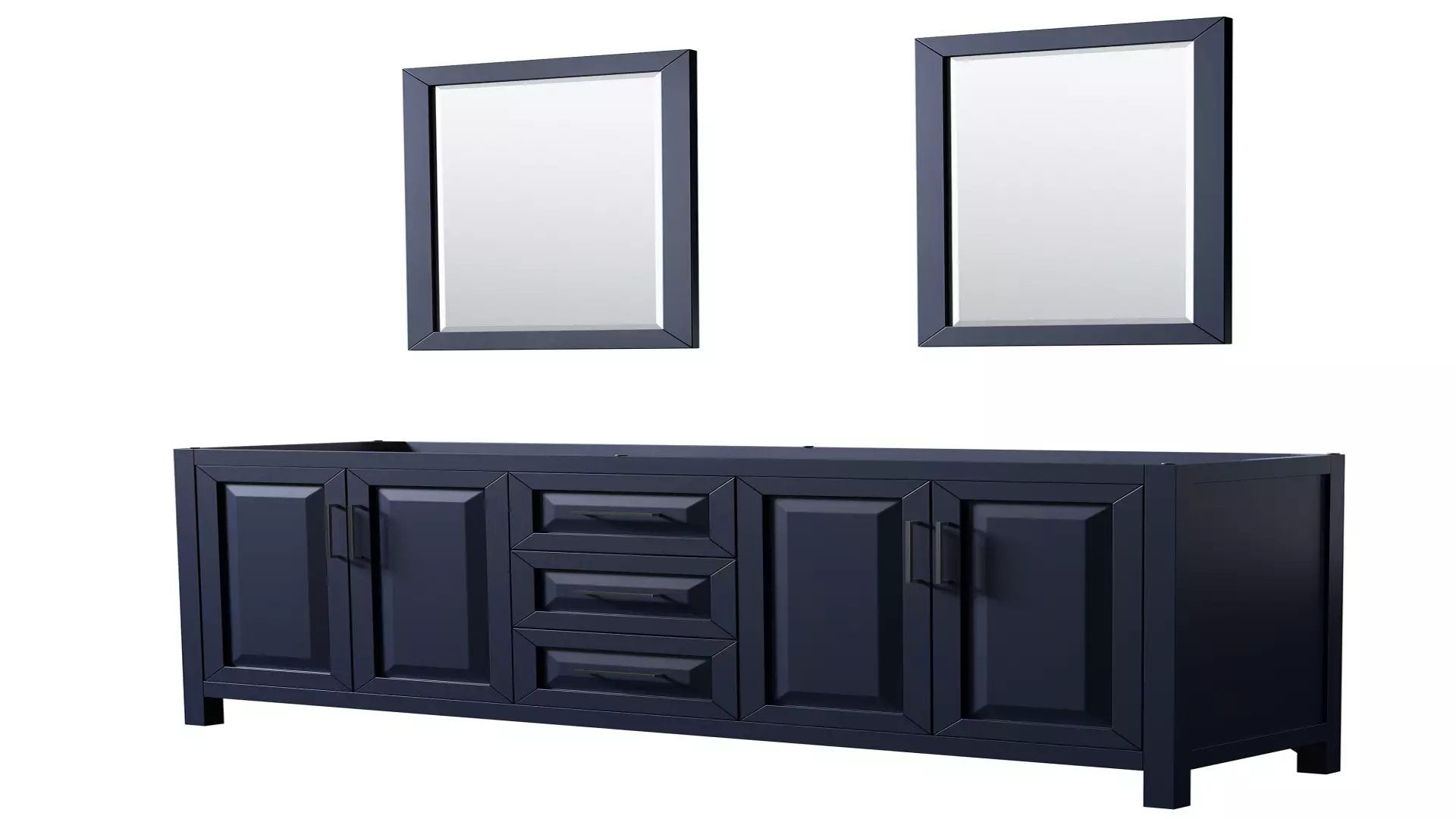 Daria 80 Inch Double Bathroom Vanity in Dark Blue, No Countertop, No Sink, Matte Black Trim, 24 Inch Mirrors material