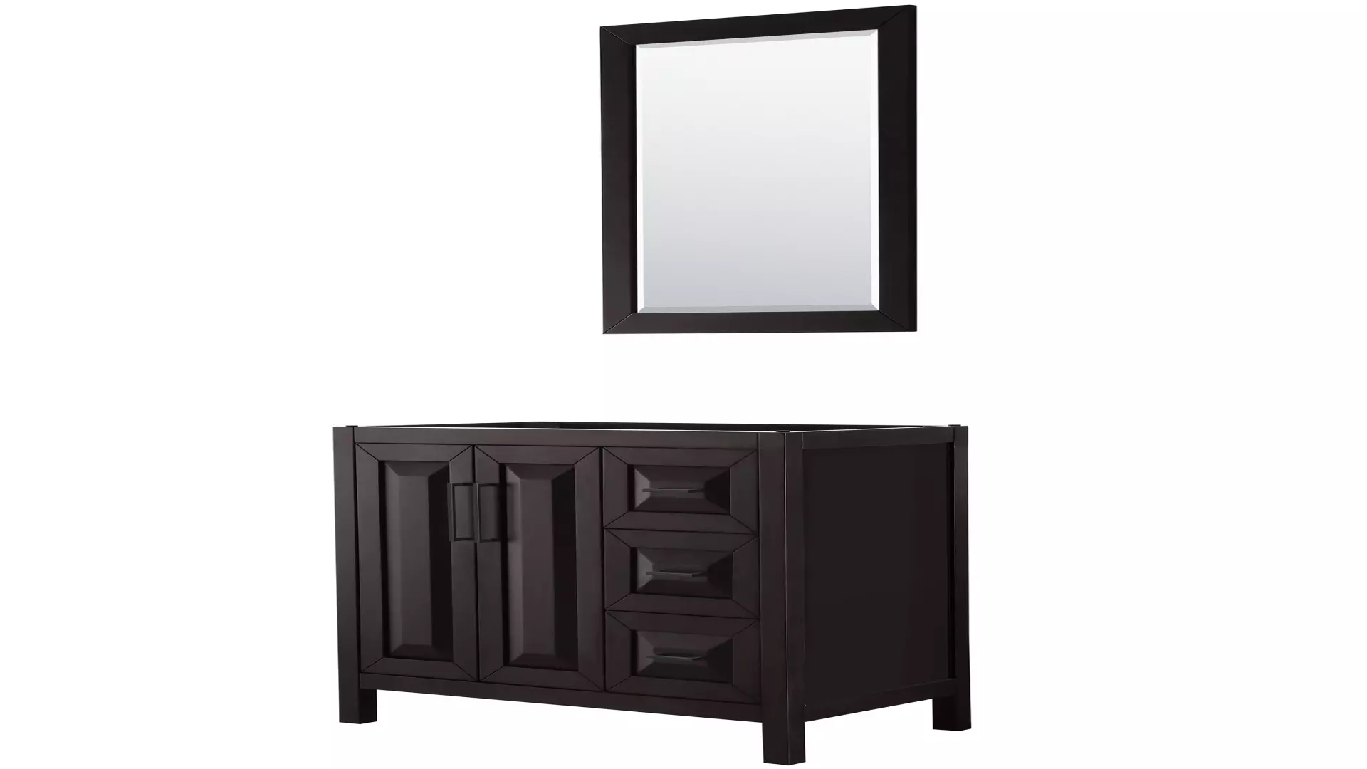 Daria 36 Inch Single Bathroom Vanity in Dark Espresso, No Countertop, No Sink, Matte Black Trim, 24 Inch Mirror material
