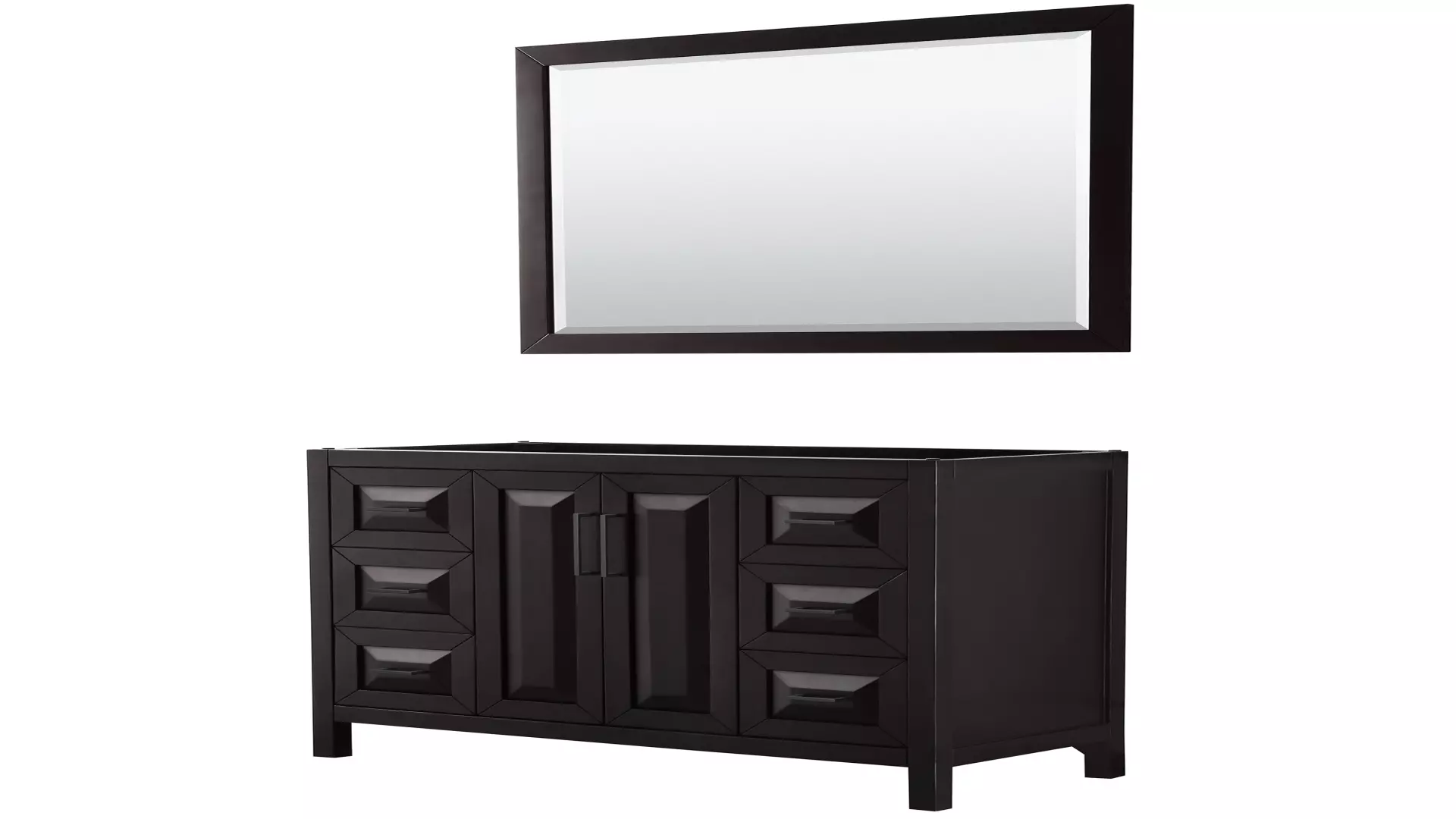 Daria 48 Inch Single Bathroom Vanity in Dark Espresso, No Countertop, No Sink, Matte Black Trim, 46 Inch Mirror material