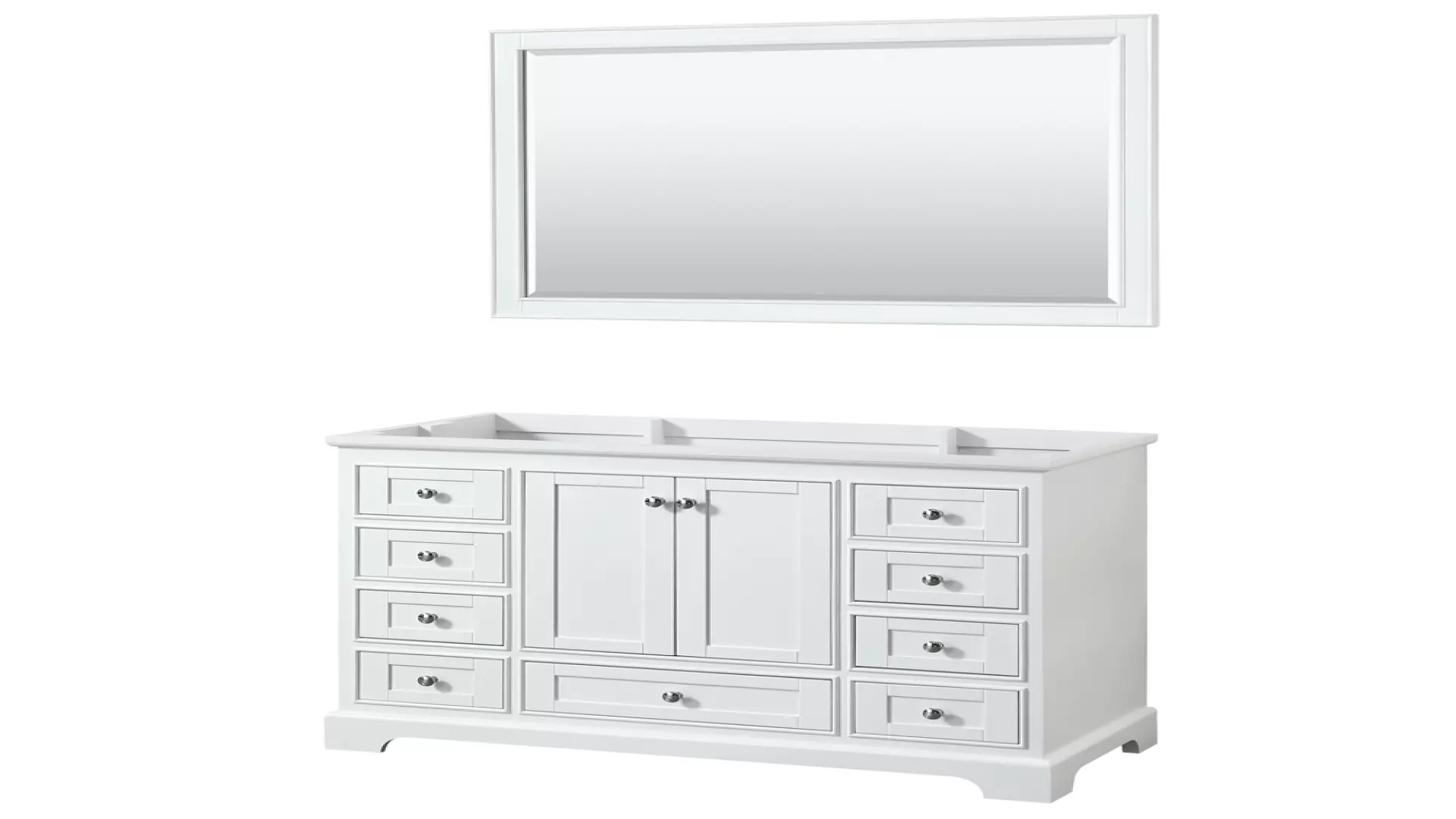 Deborah 48 Inch Single Bathroom Vanity in White, No Countertop, No Sink, and 46 Inch Mirror material