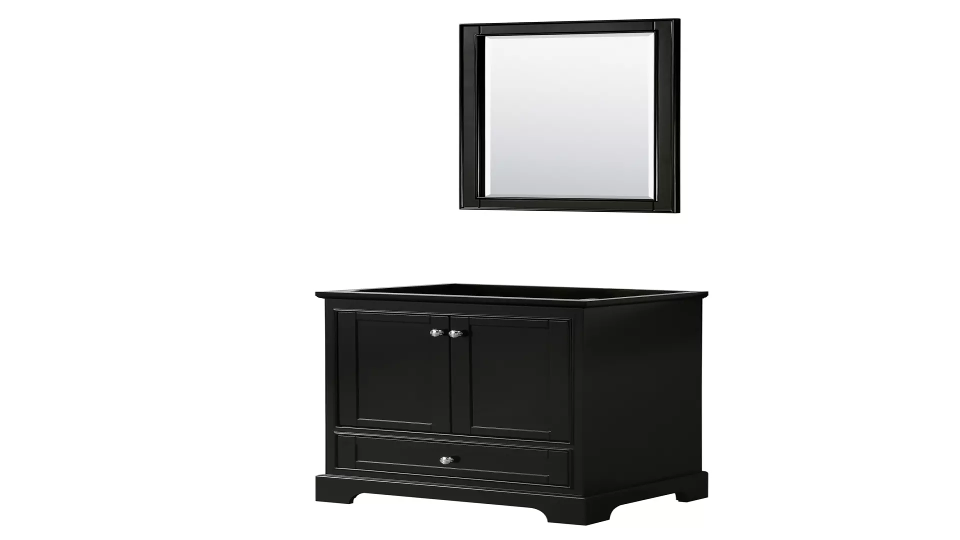Deborah 30 Inch Single Bathroom Vanity in Dark Espresso, No Countertop, No Sink, and 24 Inch Mirror material