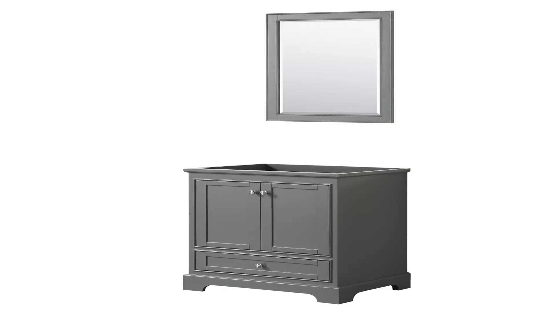 Deborah 30 Inch Single Bathroom Vanity in Dark Gray, No Countertop, No Sink, and 24 Inch Mirror material