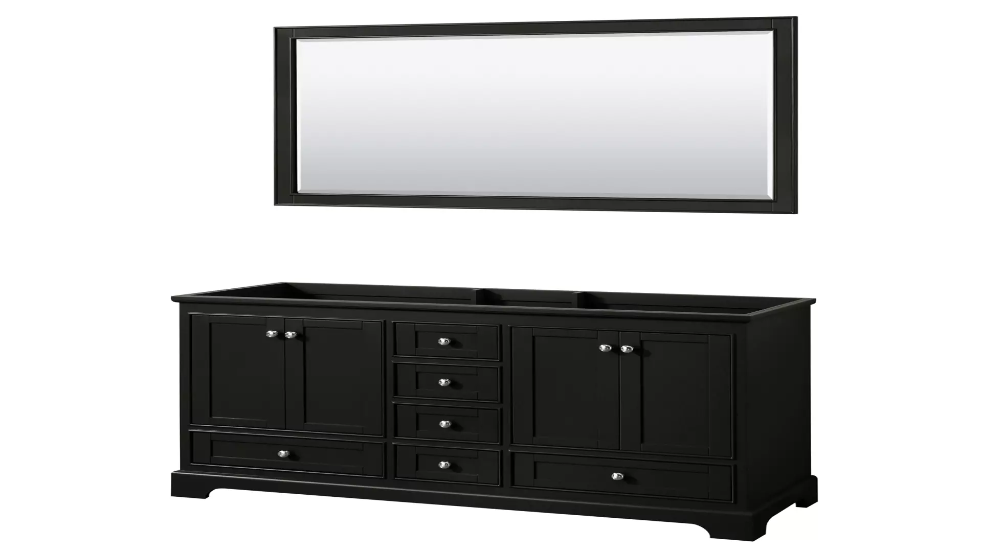 Deborah 60 Inch Double Bathroom Vanity in Dark Espresso, No Countertop, No Sinks, and 58 Inch Mirror material