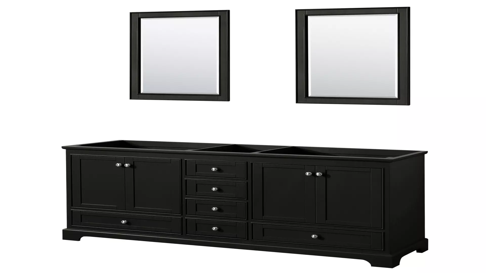Deborah 72 Inch Double Bathroom Vanity in Dark Espresso, No Countertop, No Sinks, and 24 Inch Mirrors material