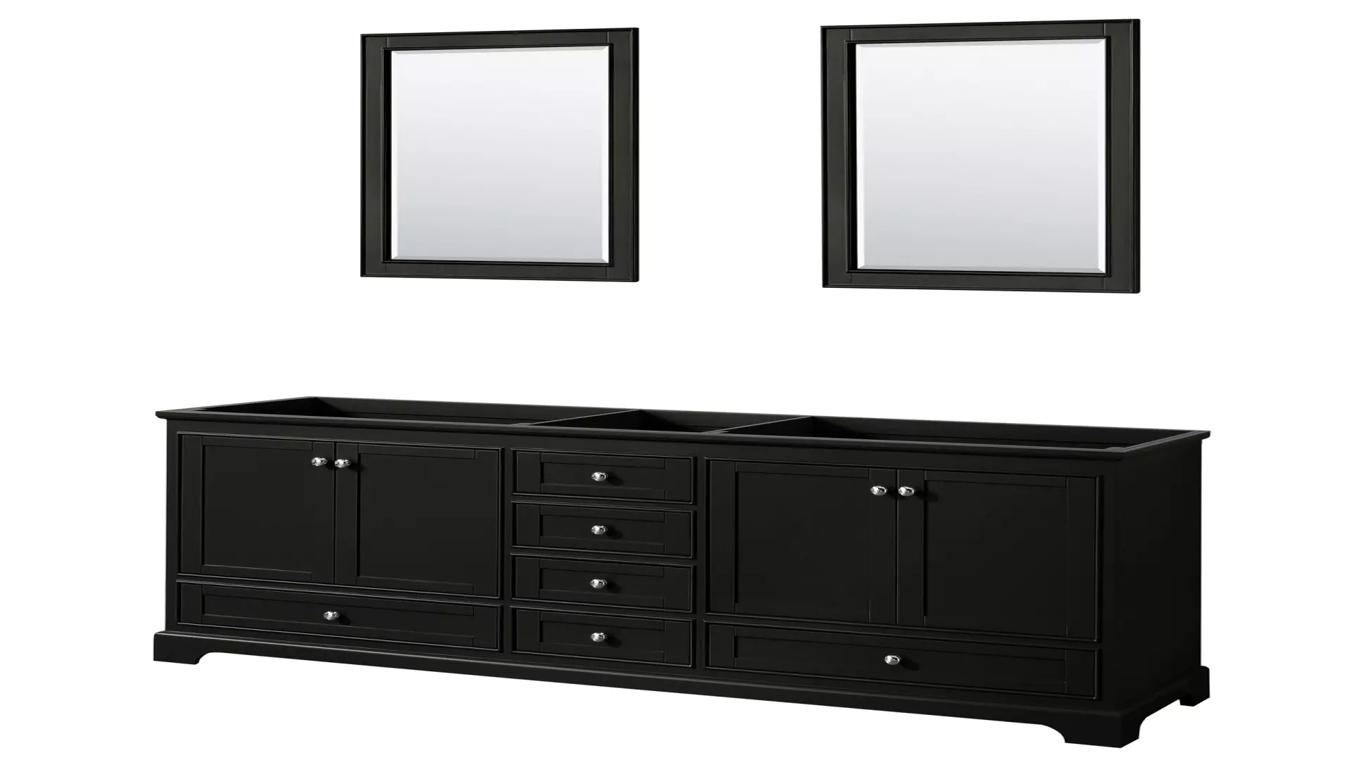 Deborah 80 Inch Double Bathroom Vanity in Dark Espresso, No Countertop, No Sinks, and 24 Inch Mirrors material