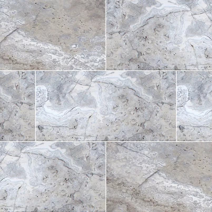 Tuscany Silver Travertine 16X24X3 cm Tumbled Pavers material
