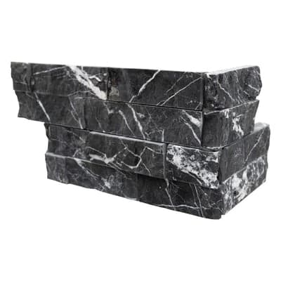 Rockmount Marquin Nero Ledger Corner 6"x18" Splitface Marble Wall Tile material
