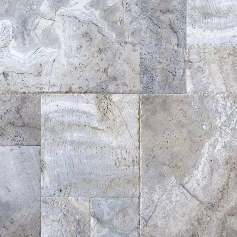 Tuscany Silver Travertine 12X24X3 cm Tumbled Pavers material