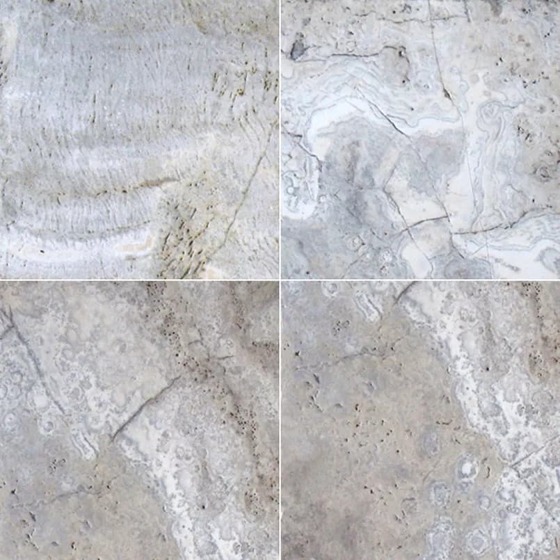 Tuscany Silver Travertine 8X8X3 cm Tumbled Pavers material