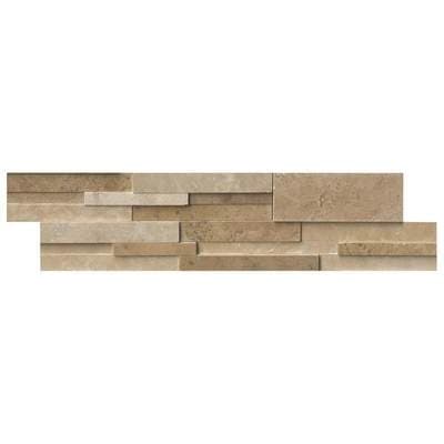 Rockmount Casa Blend 3D Ledger Panel 6"x24" Honed Natural Travertine Wall Tile material